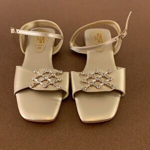 Stylo Women's US Shoe Size 9 Gold Rhinestone Accent Ankle Strap Sandals New